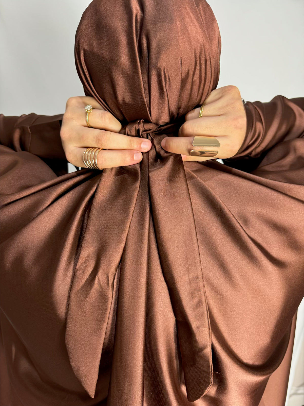 Two-piece Satin Jilbaab - Brown