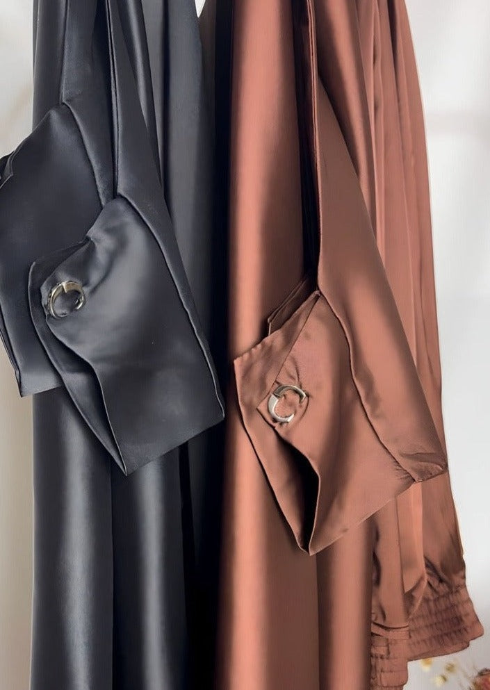 Two-piece Satin Jilbaab - Brown