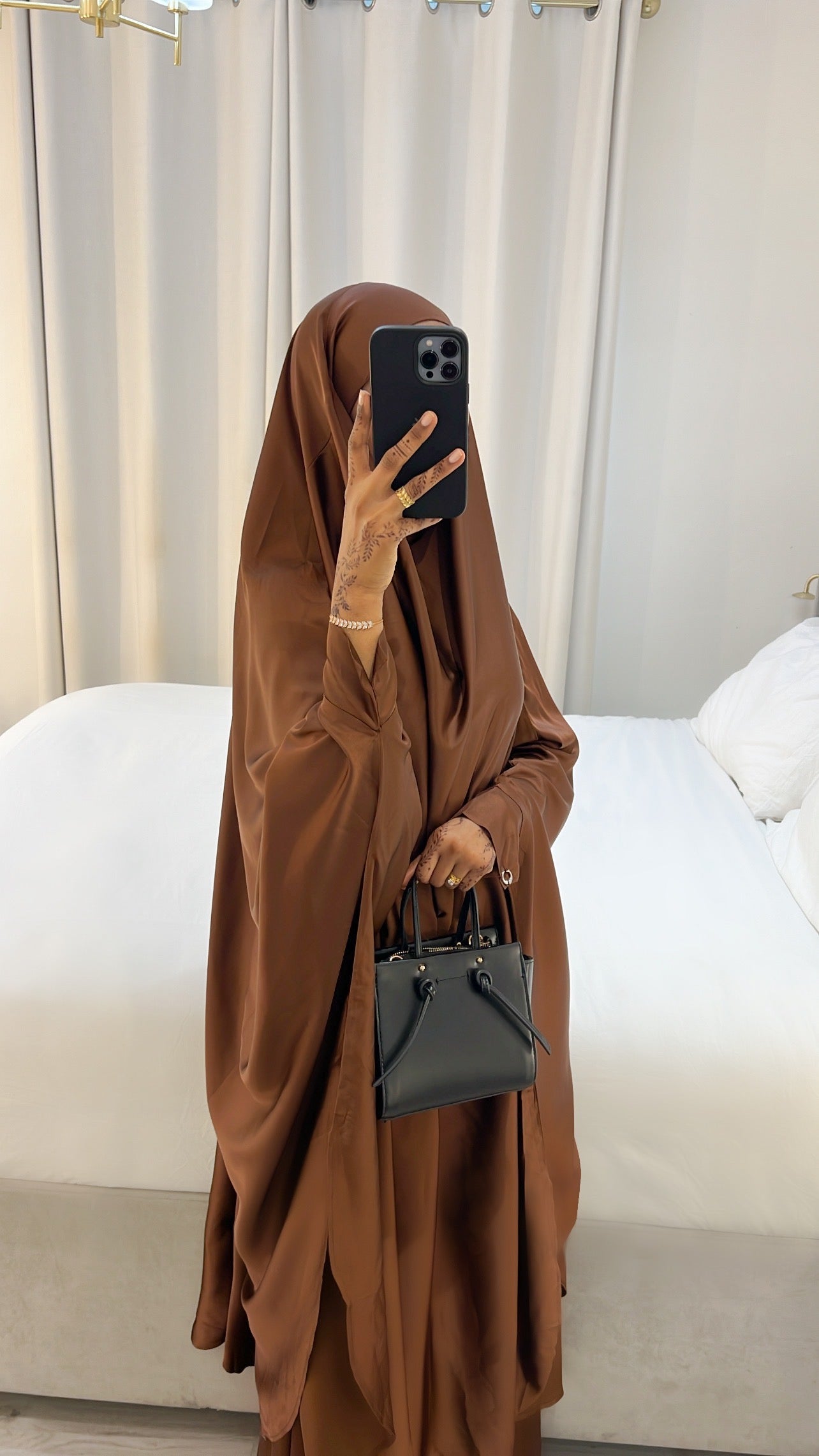 Two-piece Satin Jilbaab - Brown