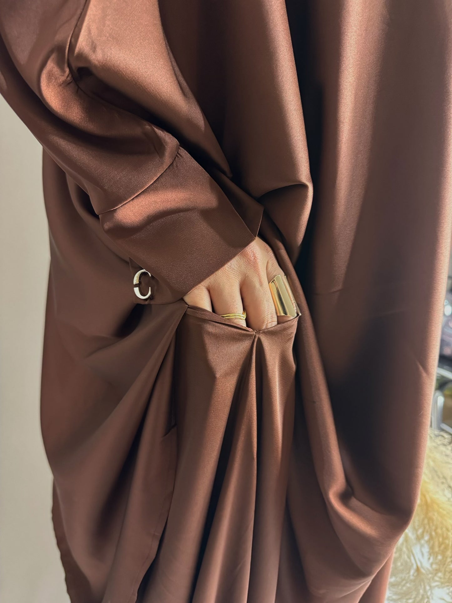 Two-piece Satin Jilbaab - Brown